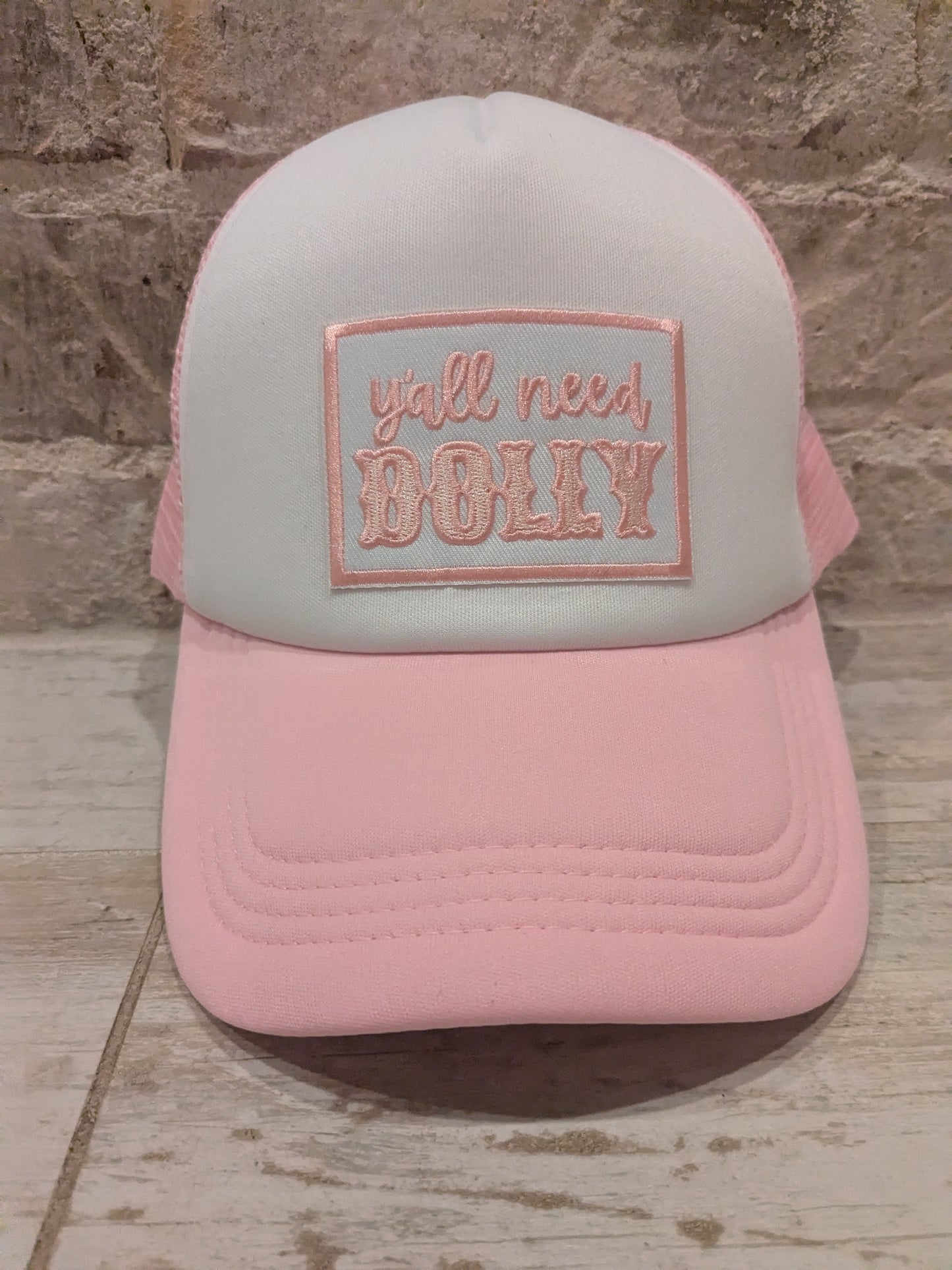 Y'all Need Dolly Pink Mesh Trucker Patch Hat