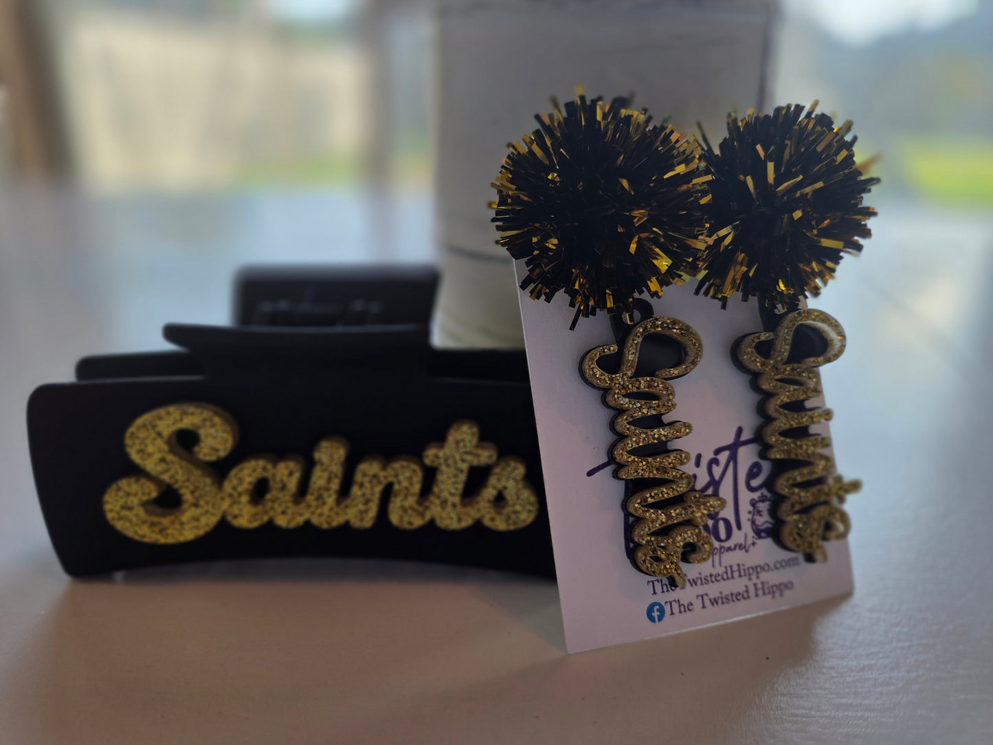 Saints Black & Gold 2-sided Acrylic Claw Clip