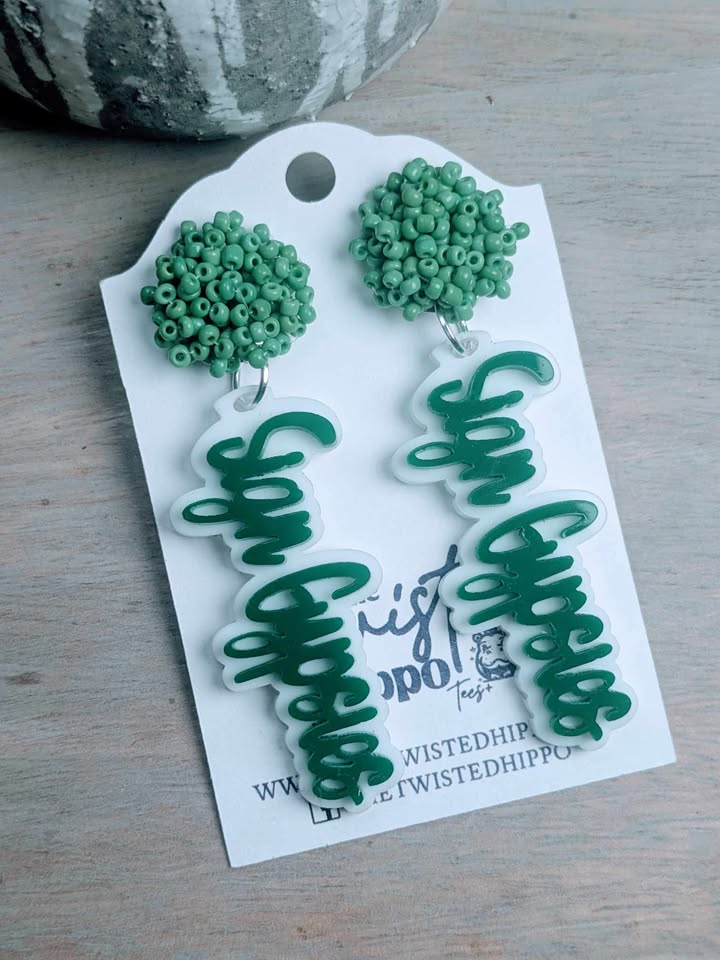 Sign Gypsies | Dangle Acrylic Handmade Earrings | Beaded Topper