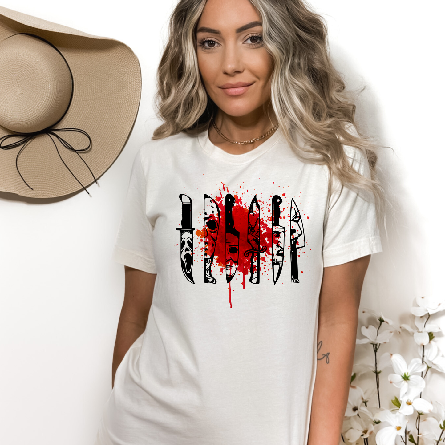 Horrow Theme Knifes - Halloween Graphic Tee
