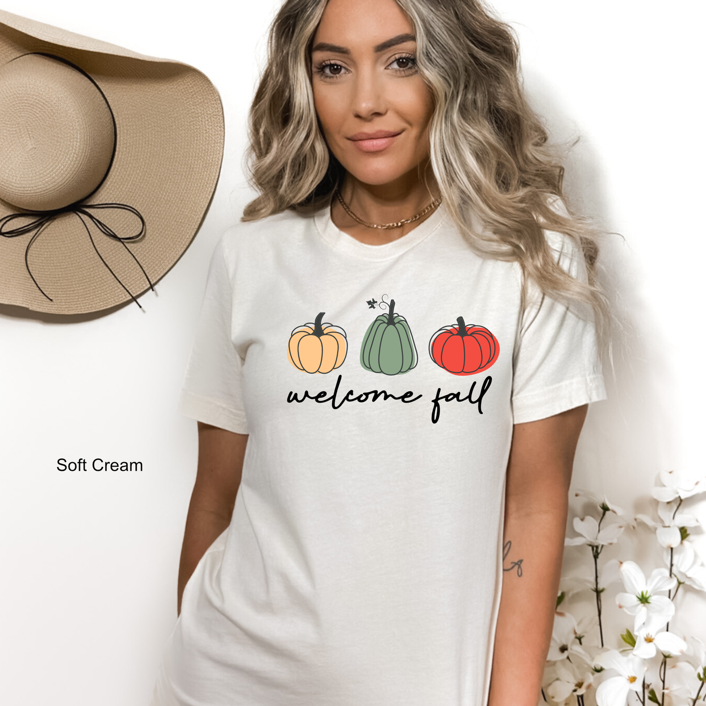Welcome Fall with Pumpkins - Fall Graphic Tee