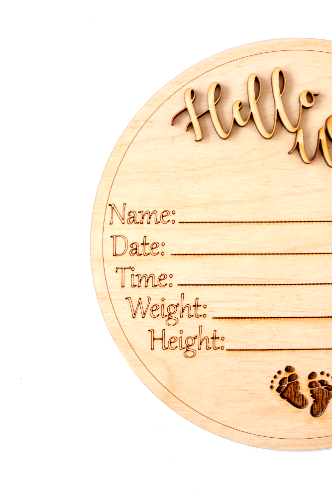 Hello World - Birth Stat Keepsake - Sign - Newborn Photography
