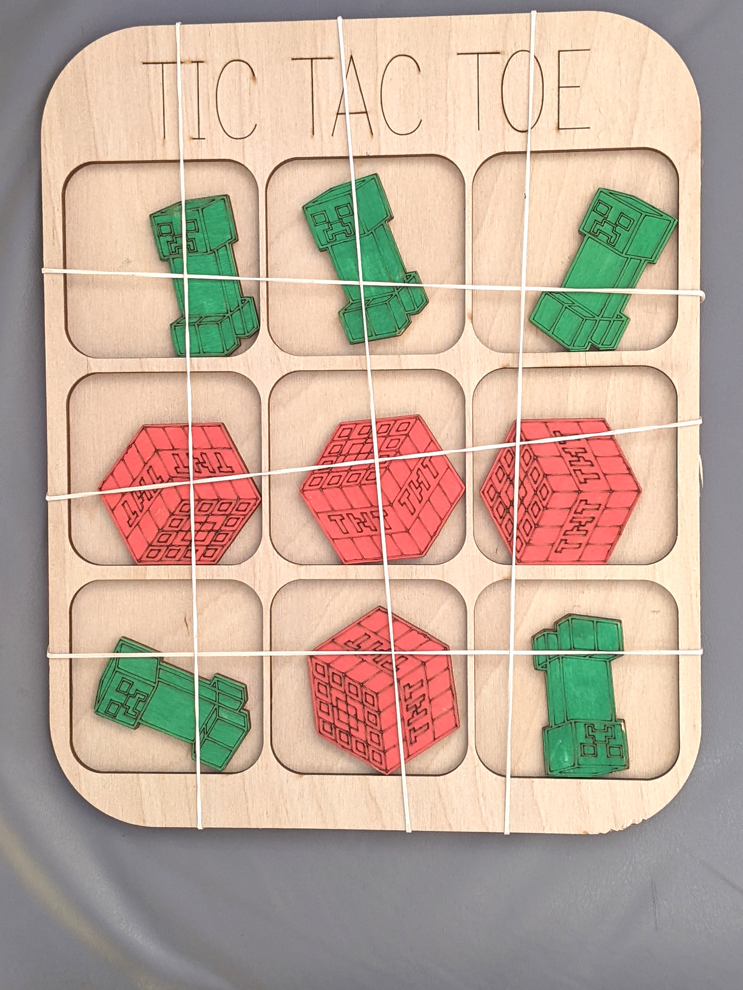 Minecraft Creeper TNT Wooden Tic Tac Toe