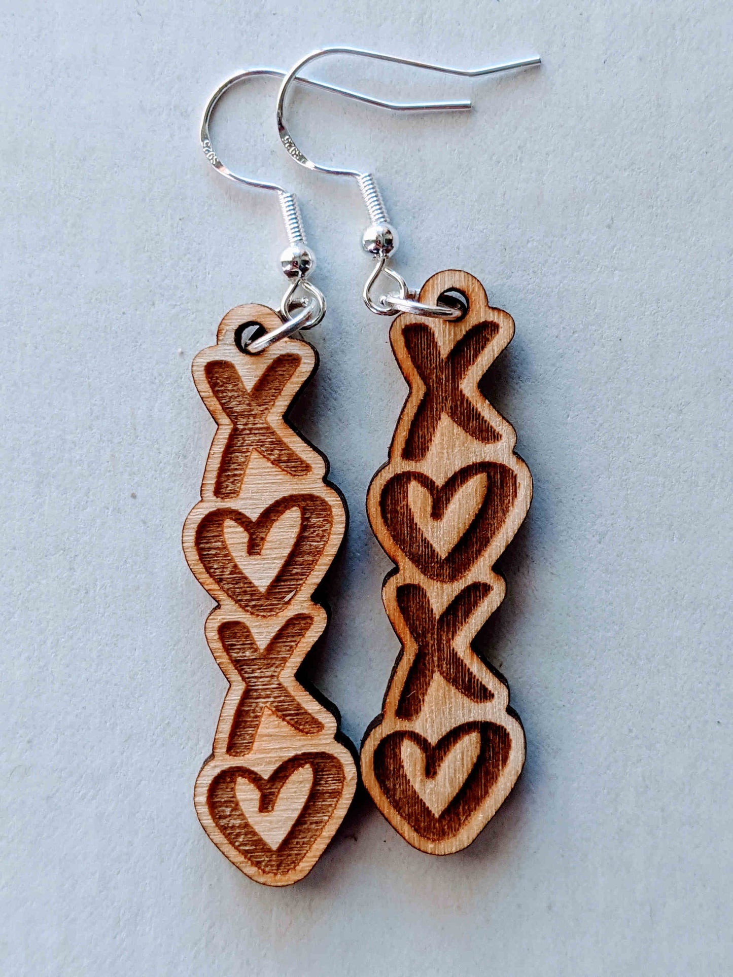 Wooden XOXO Earrings