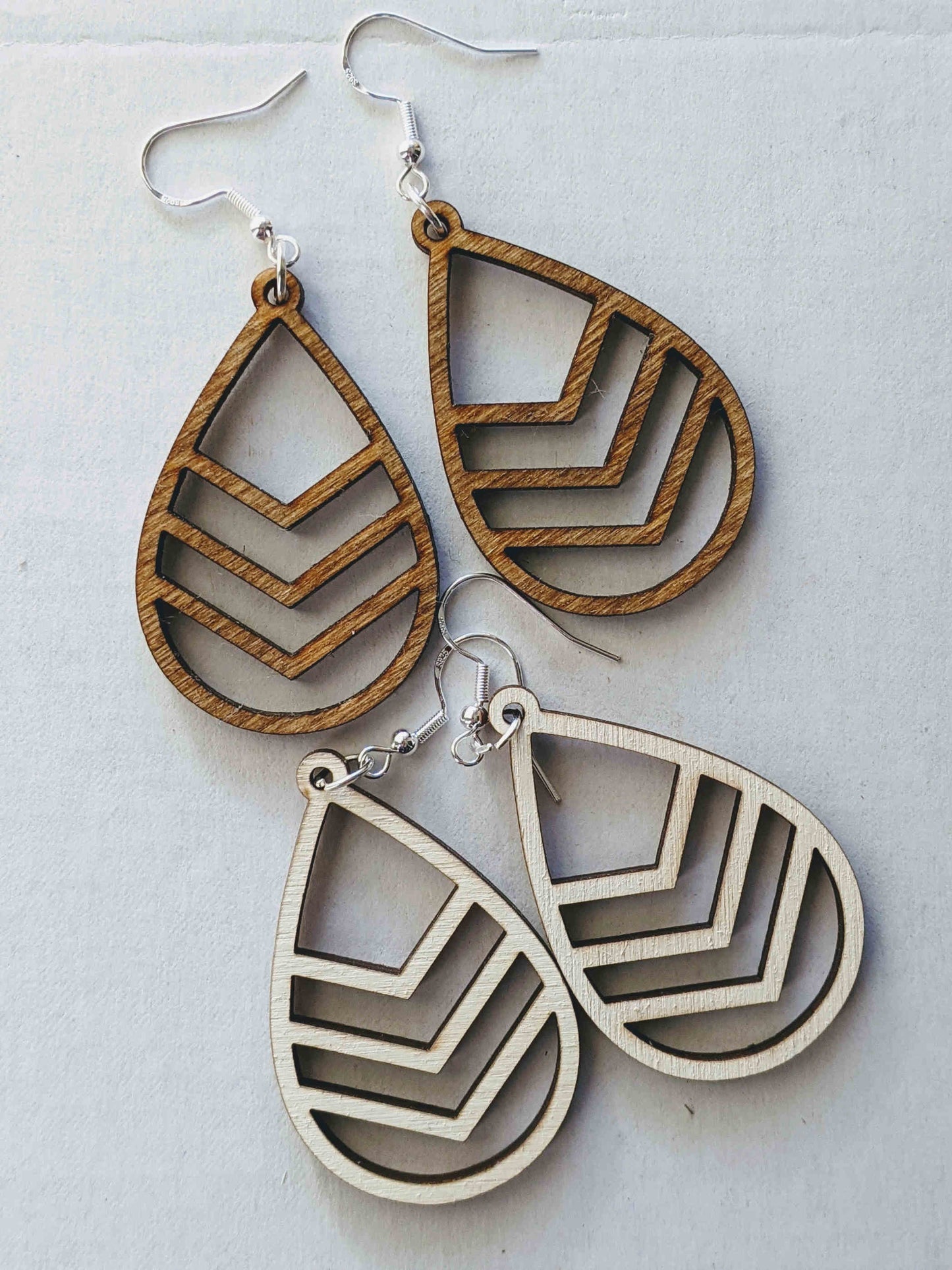 Wooden Tear Drop Earrings