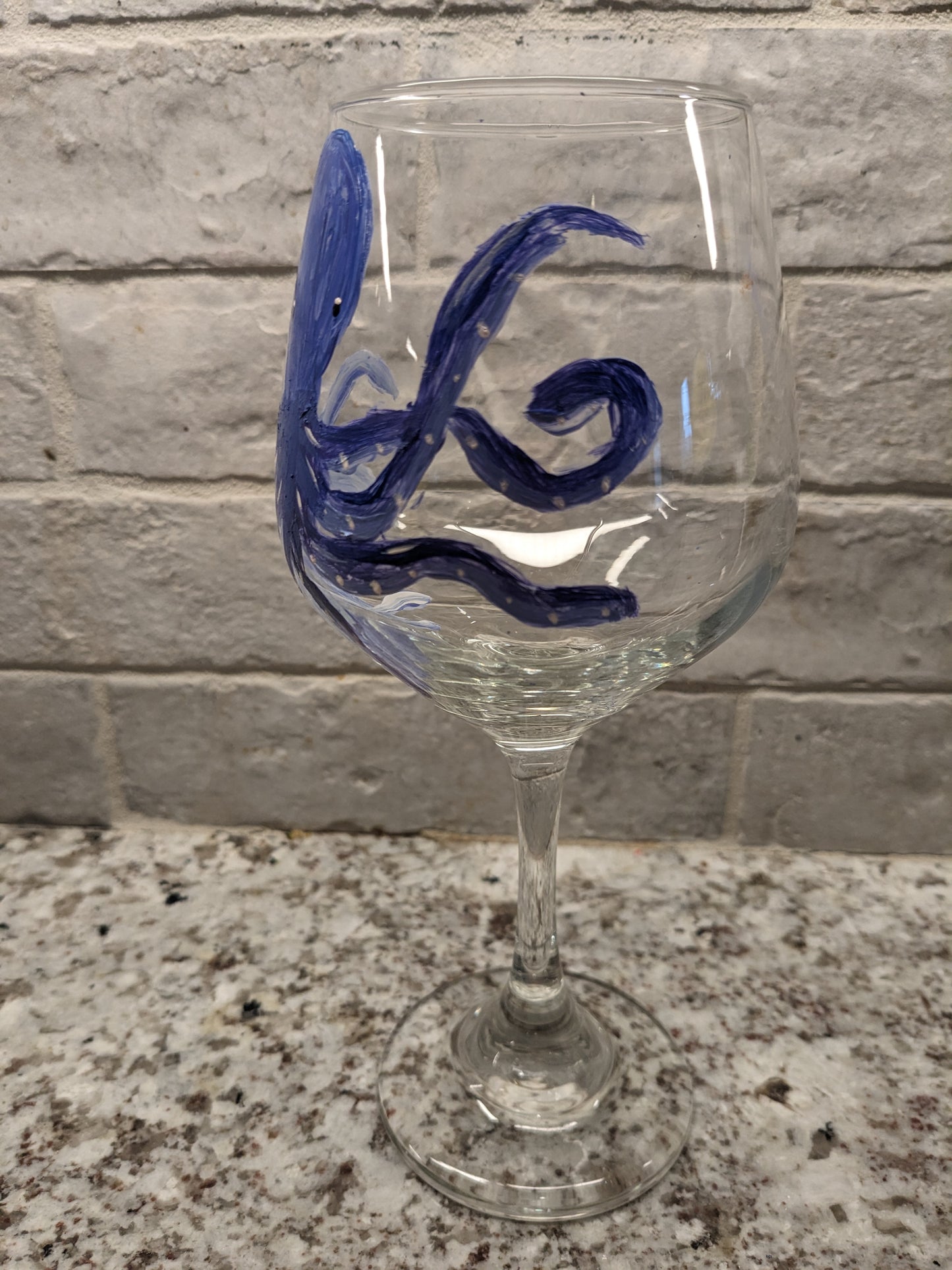 Octopus Hand Painted Stemmed Wine Glasses - 16 oz
