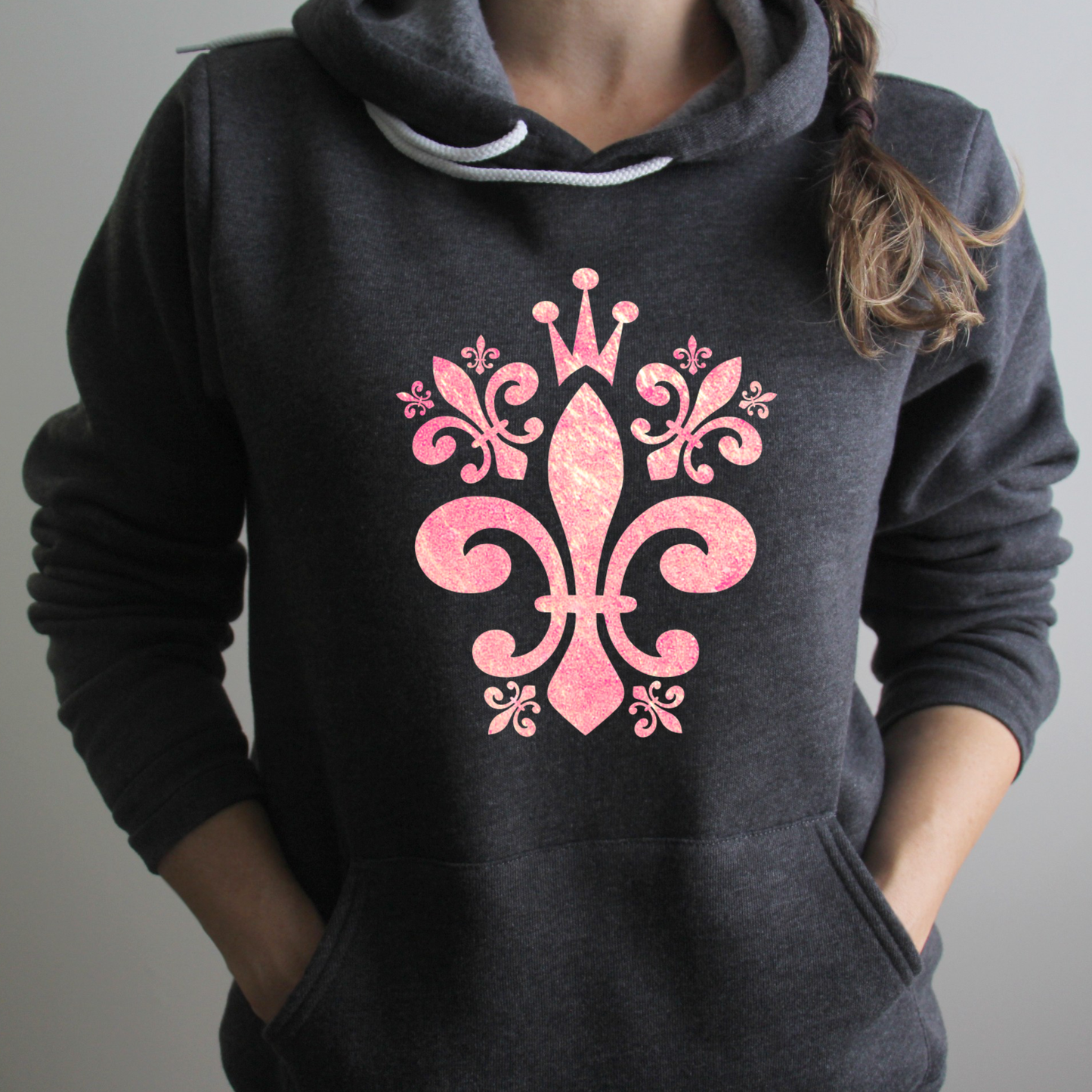 Pink Girlie Fleur de Lis Crowning - Hoodie