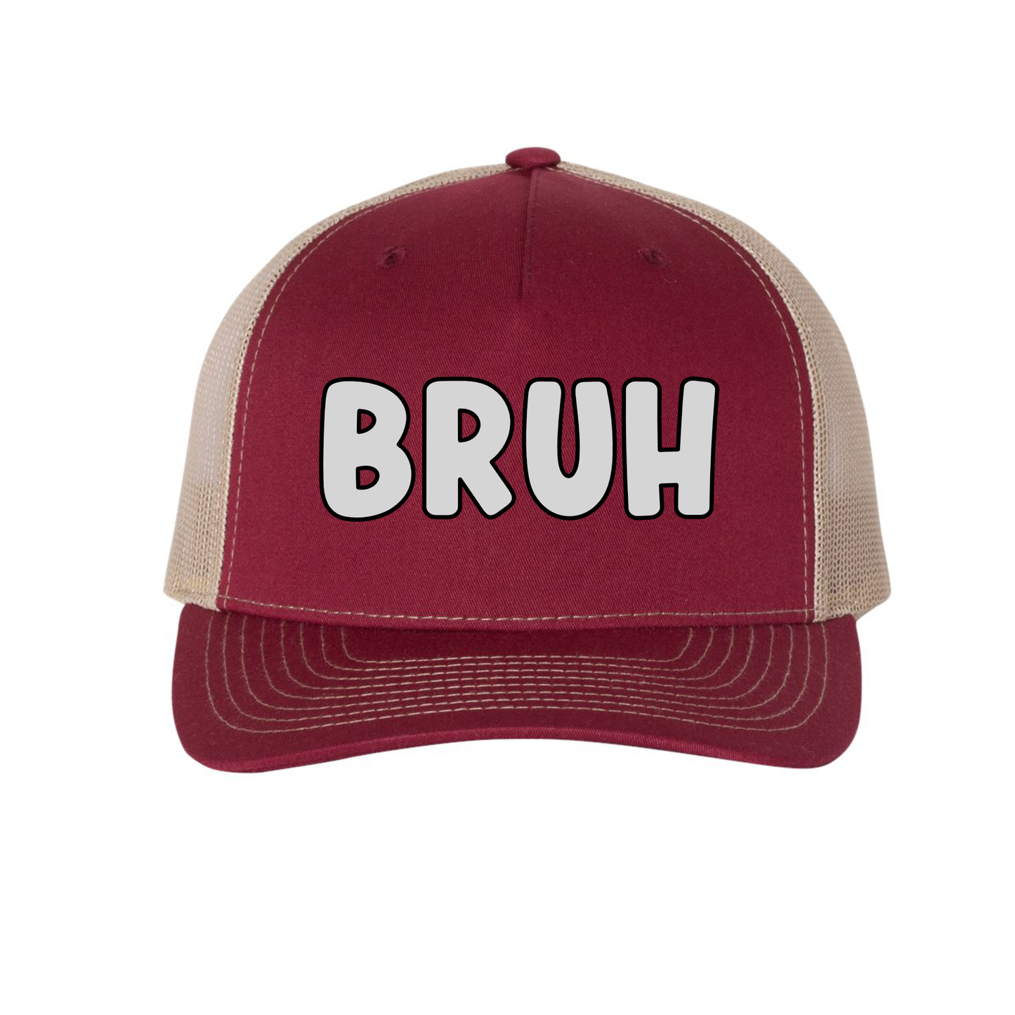 BRUH Richardson 5 Panel Hat - Cardinal, Heather Grey