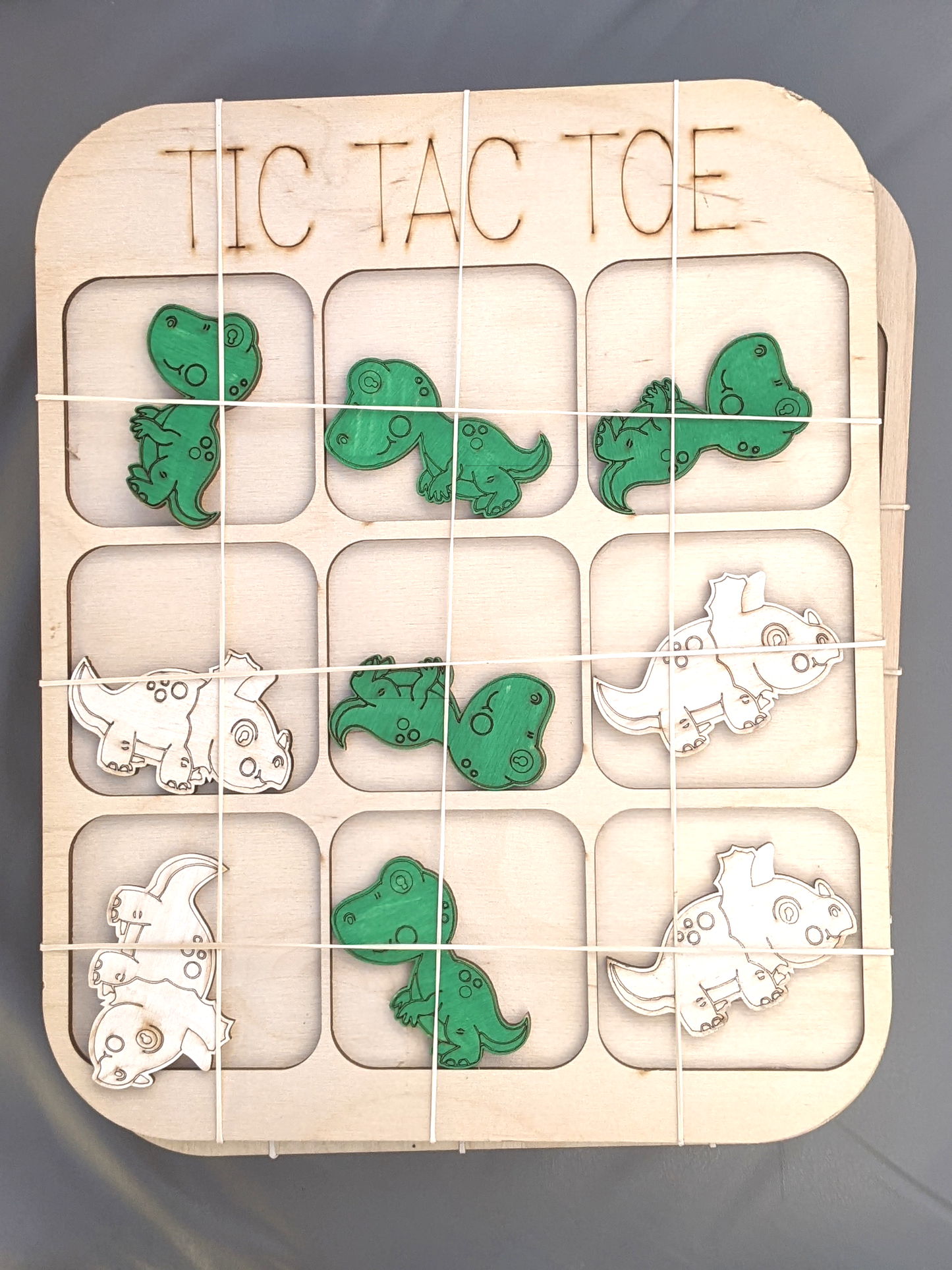Dinosaur Wooden Tic Tac Toe
