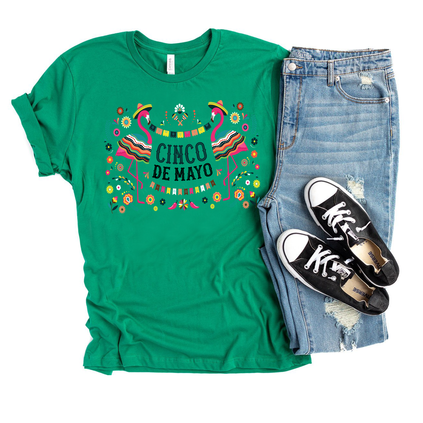 Bright flamingo party shirt with fun text design