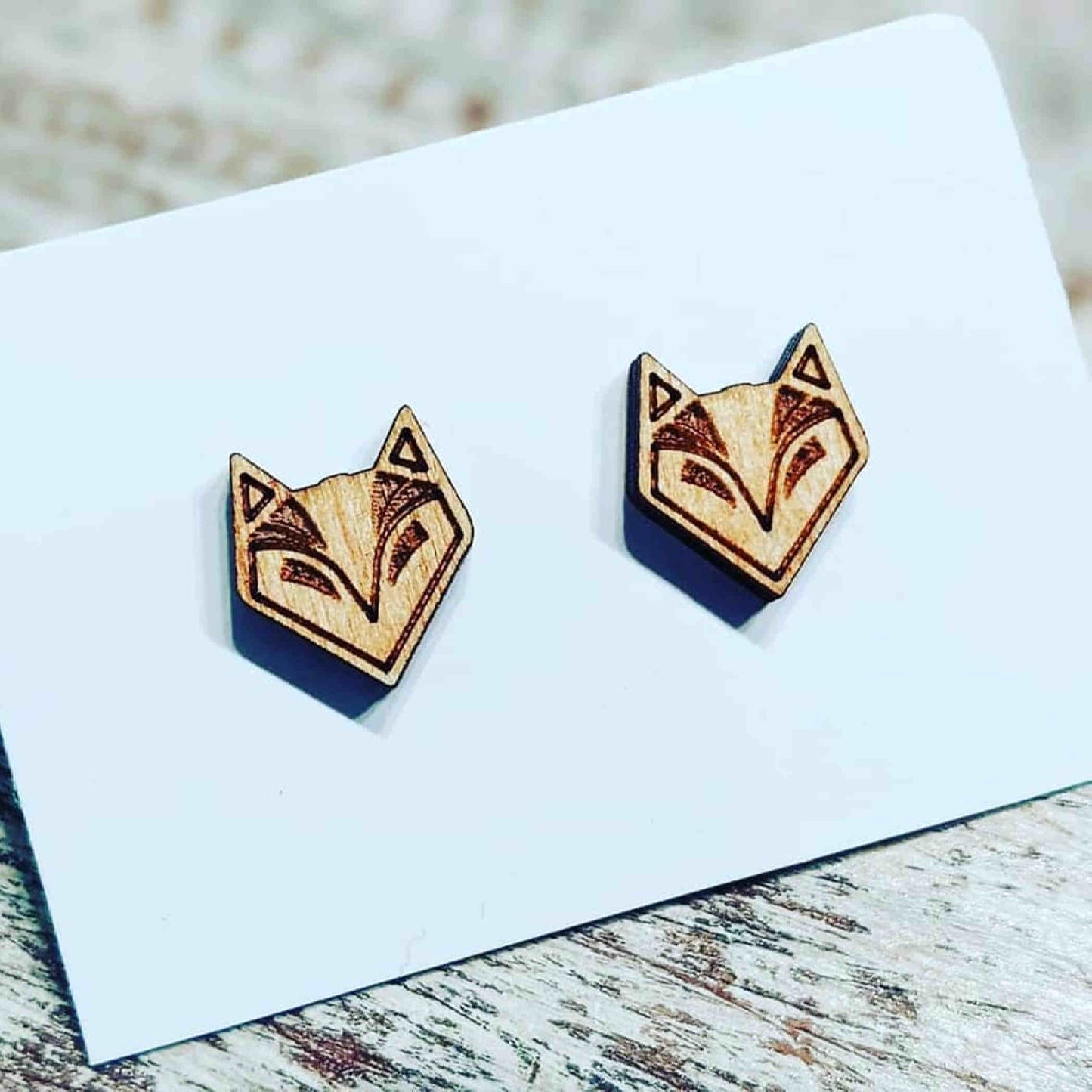 Lightly Stained Wooden Fox Studs