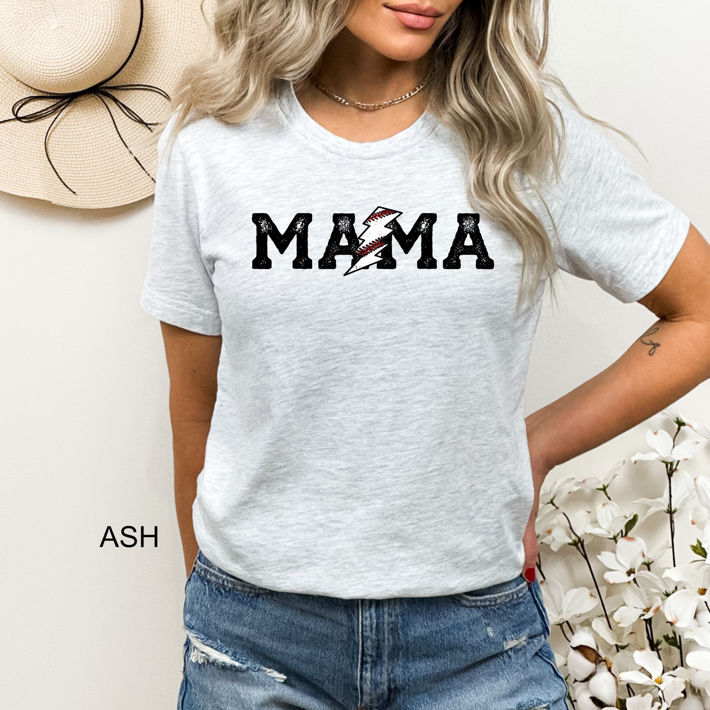 Mama Baseball Lightening Bolt - Baseball Tee