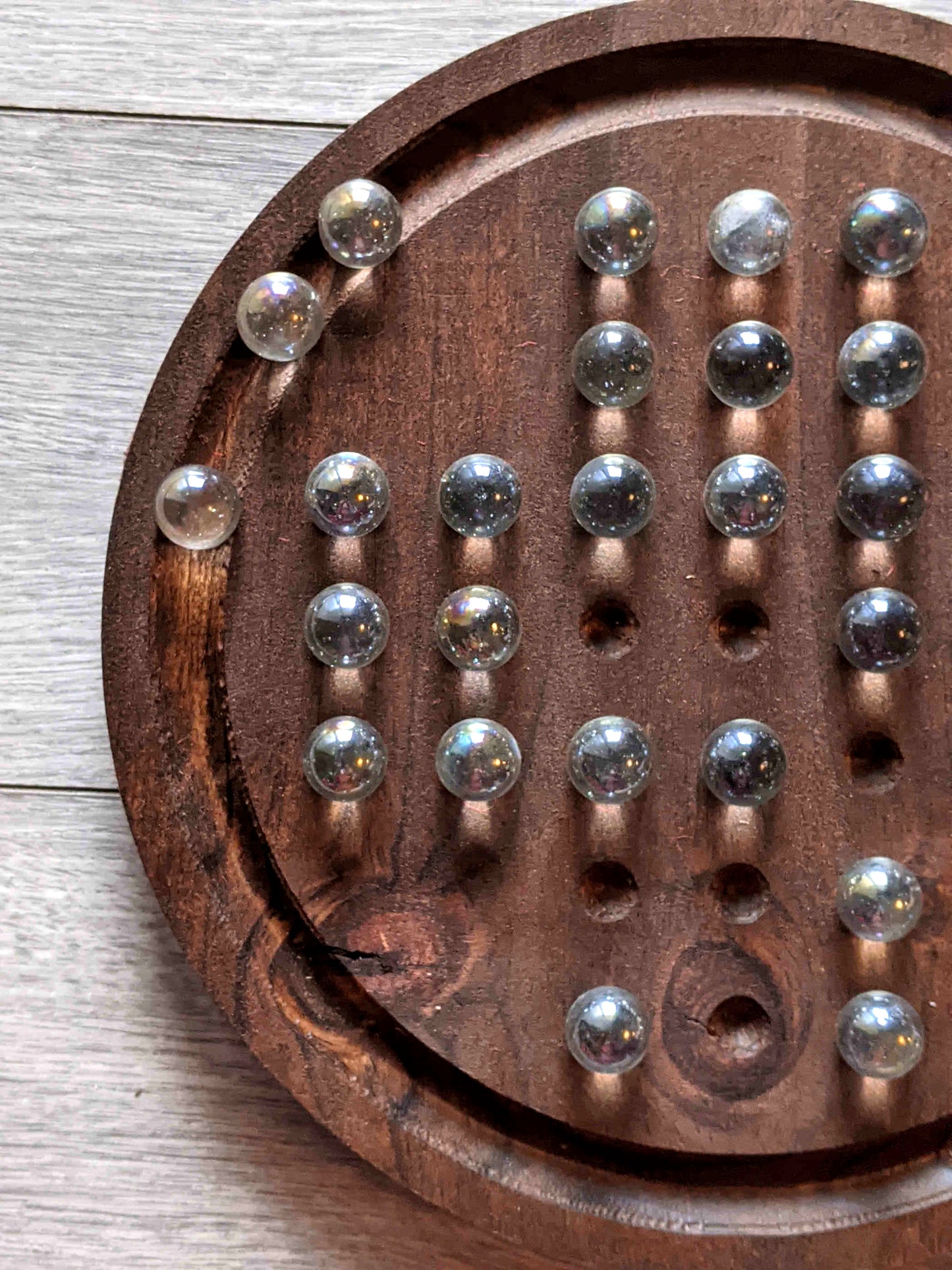 Classic Wooden Marble Solitaire Game