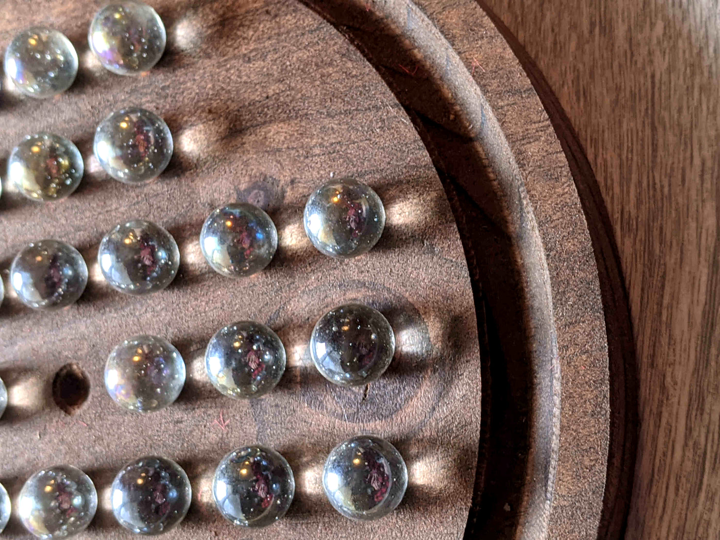 Classic Wooden Marble Solitaire Game
