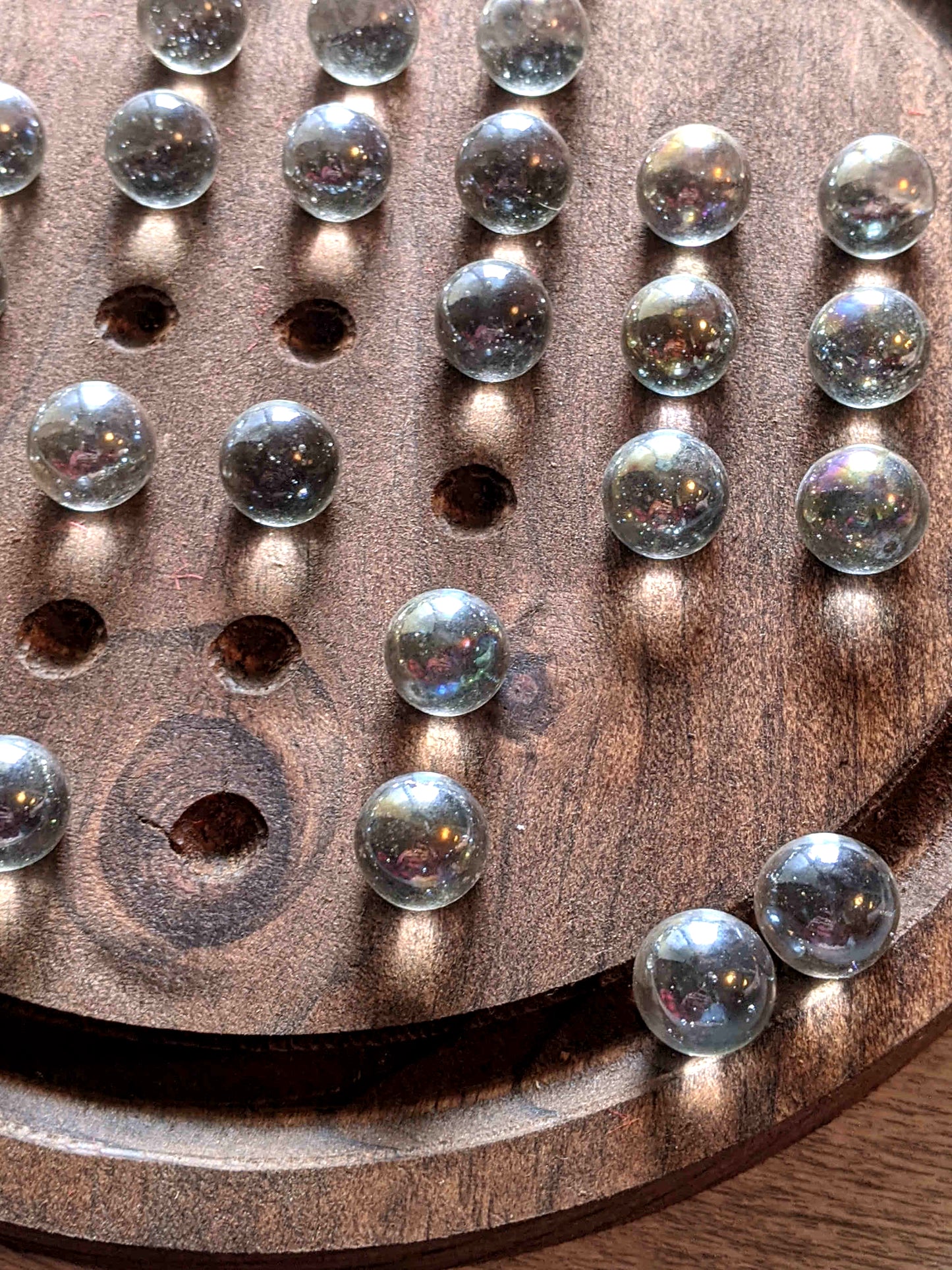 Classic Wooden Marble Solitaire Game