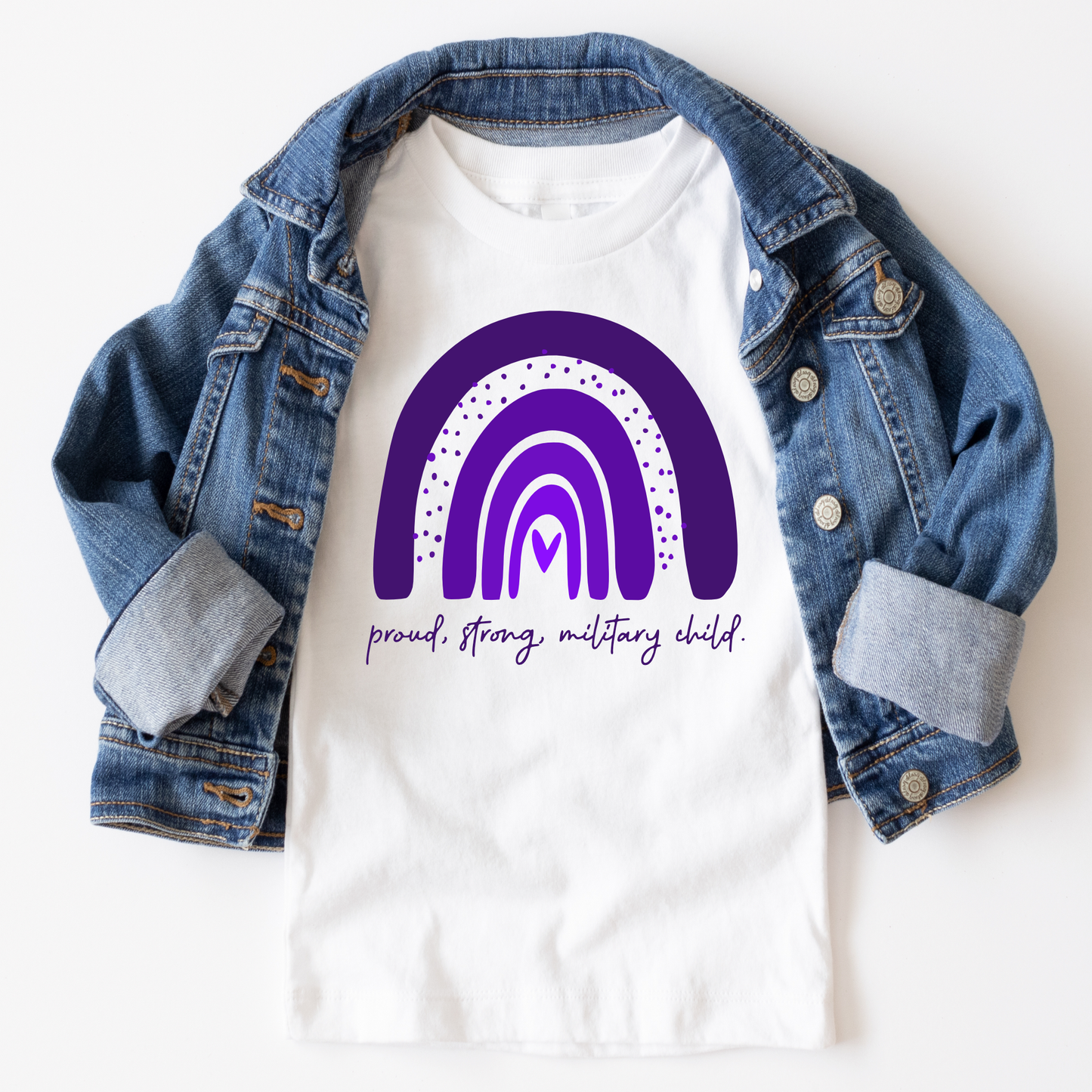 Purple Rainbow | Proud. Strong. Military Child | MOTMC | Kids & Adults