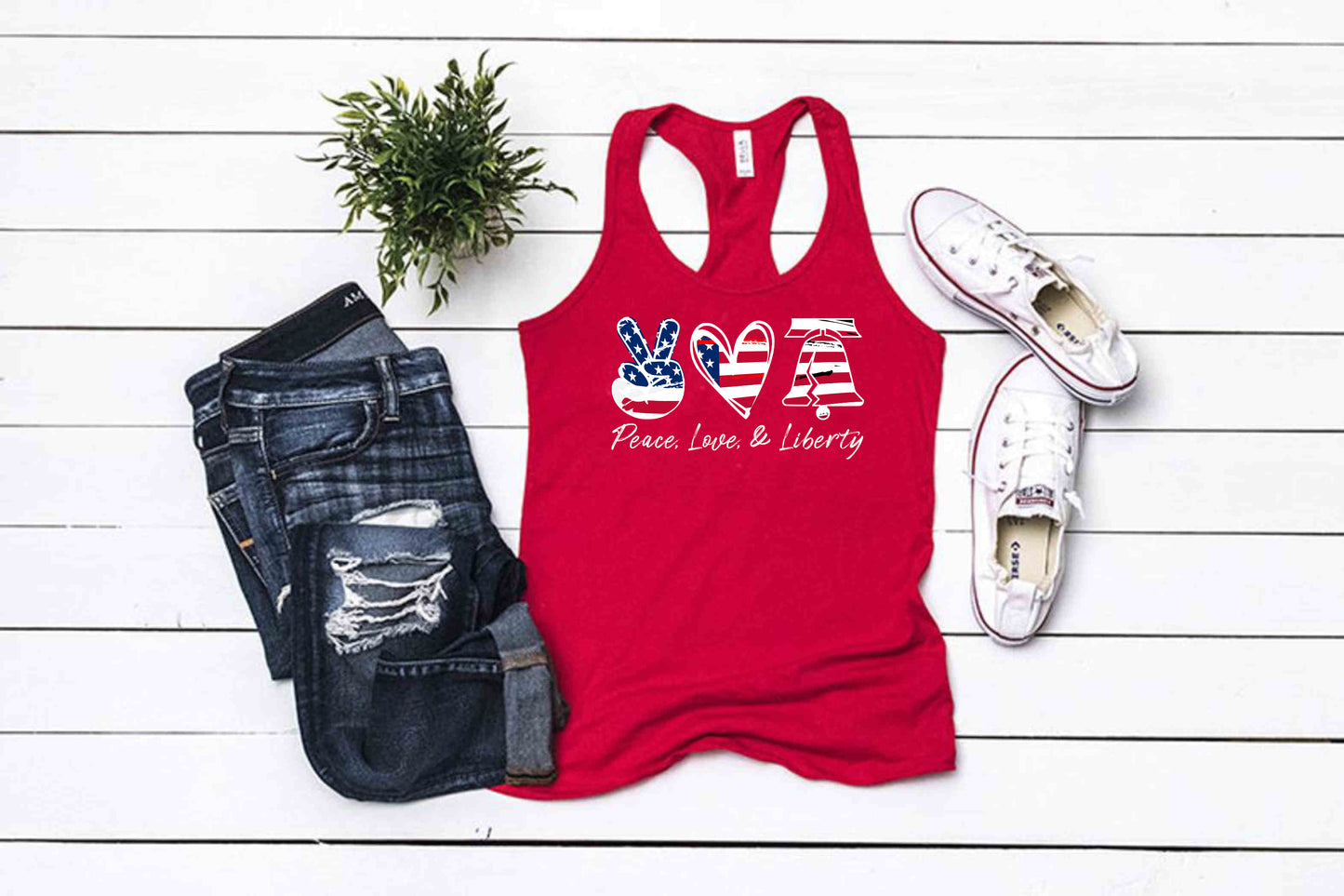 Peace, Love & L iberty Racerback tanks