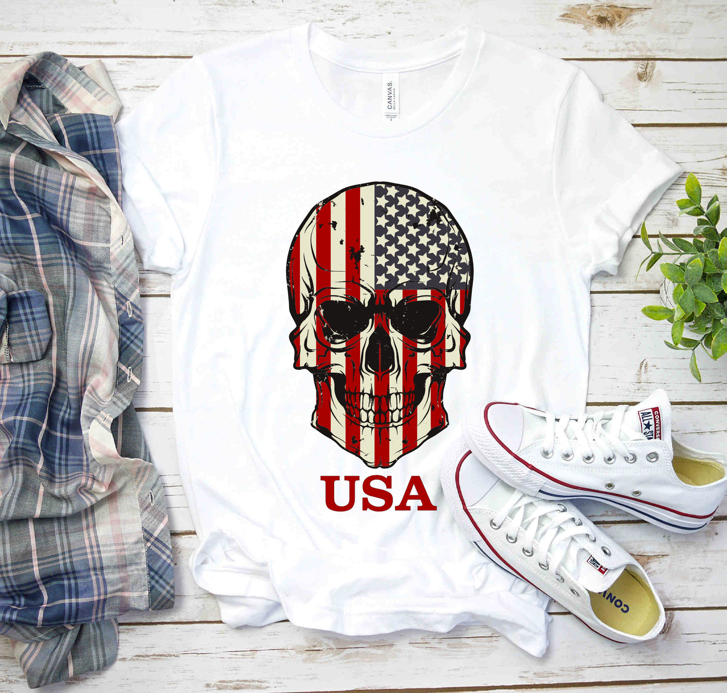 Red, White and Skull