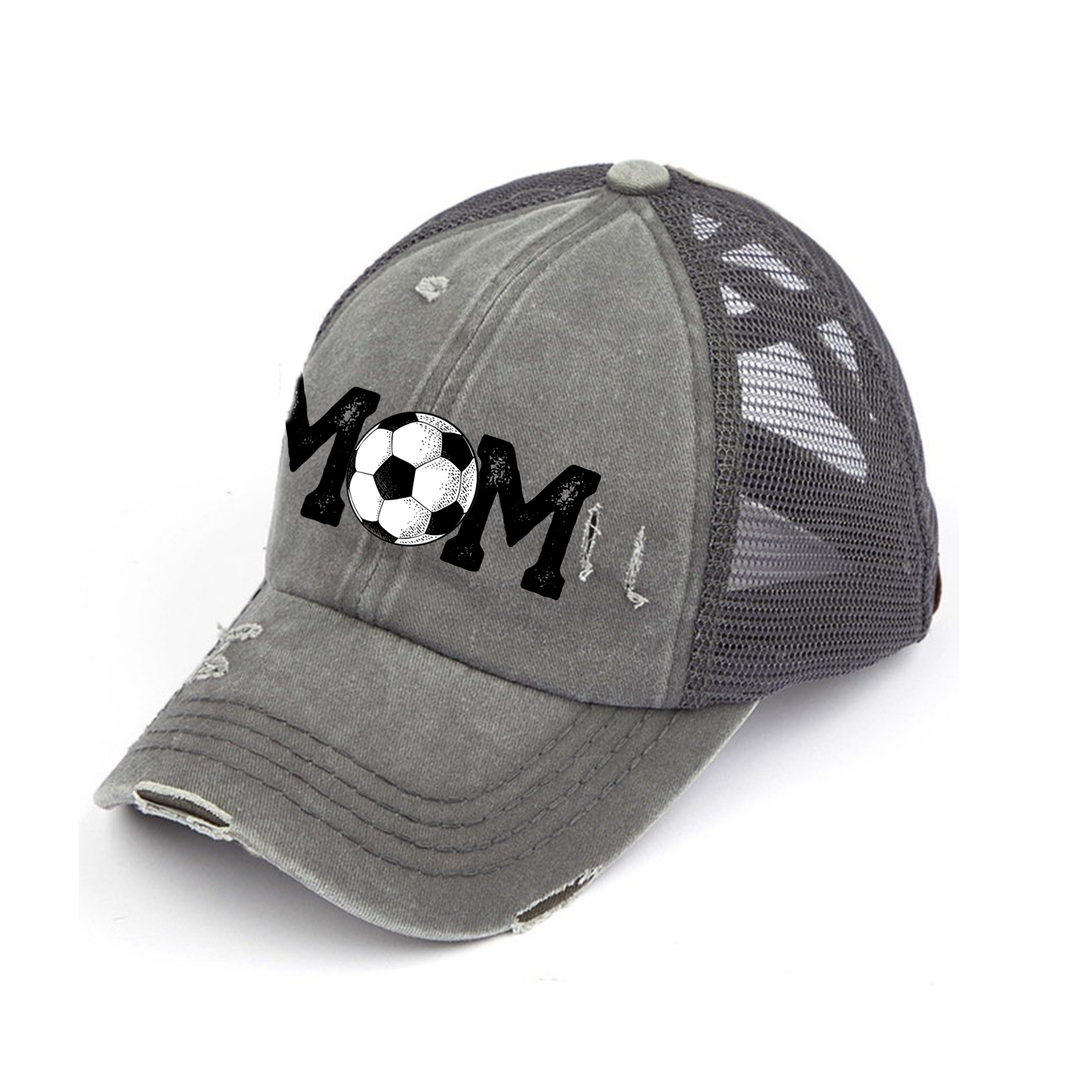 Soccer Mom - Criss Cross Hat - Red, Mint & Charcoal