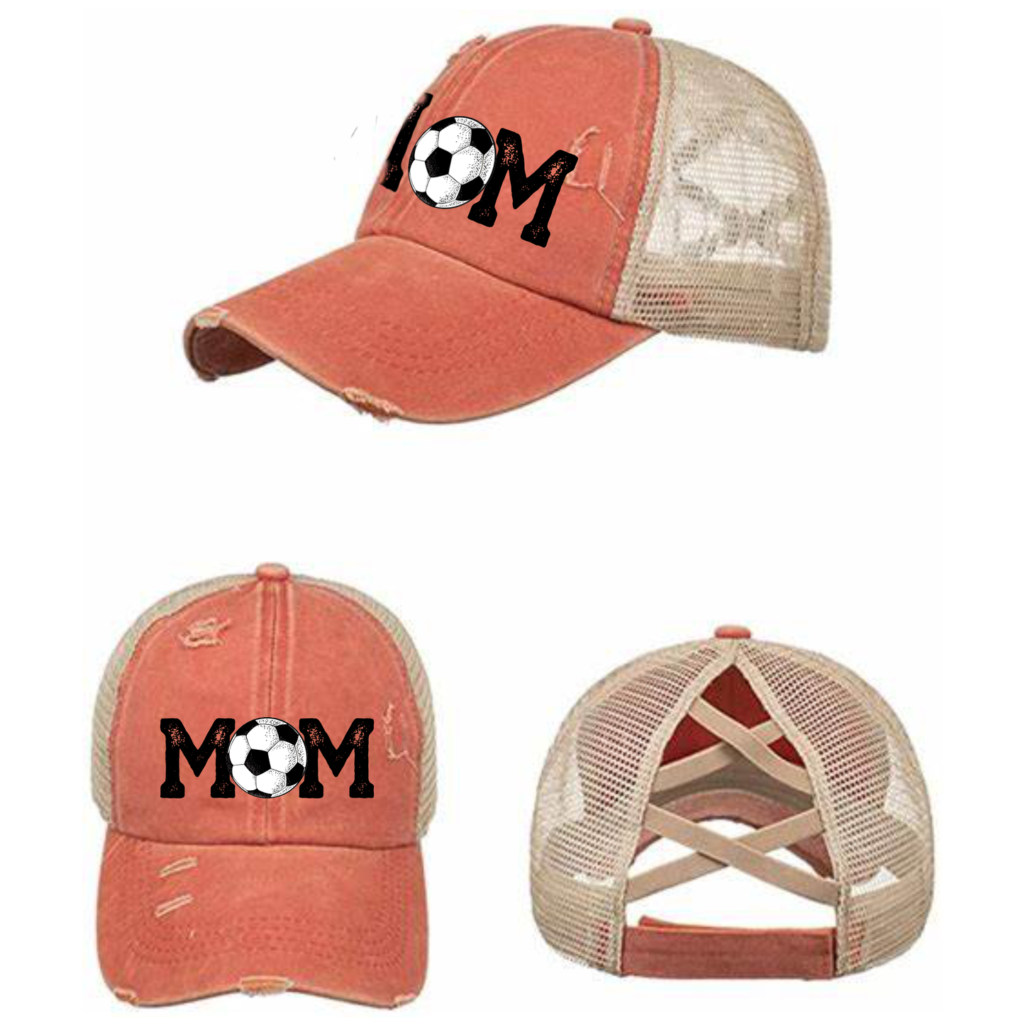 Soccer Mom - Criss Cross Hat - Red, Mint & Charcoal