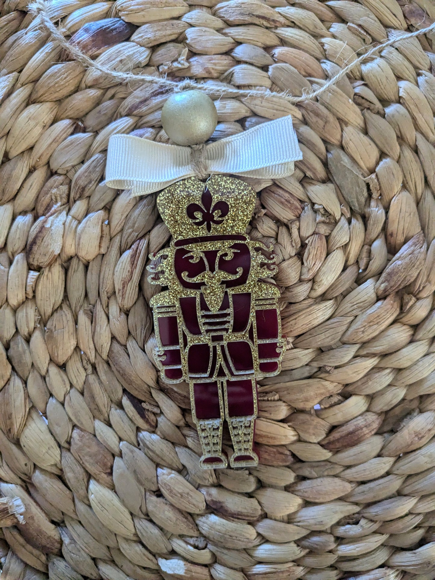 Gold Glitter & Christmas Red Acrylic Nutcracker | Christmas Ornament | Christmas Gift | Ornament Exchange | Holiday Gift
