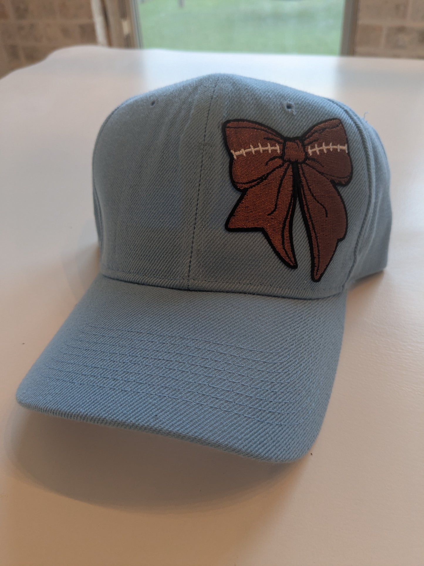 Carolina Blue Football Coquette Bow Patch Hat