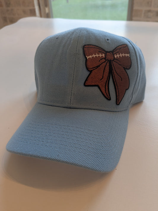 Carolina Blue Football Coquette Bow Patch Hat