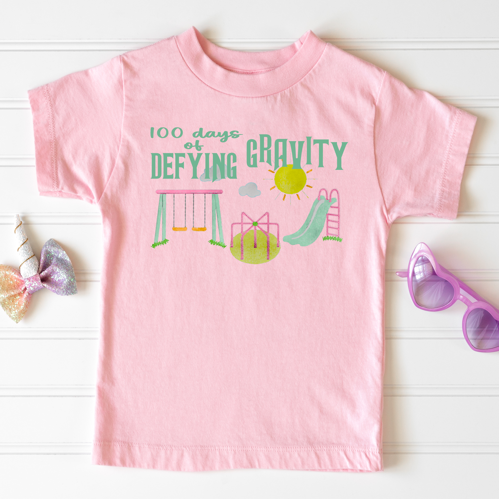 100 Days of Defying Gravity youth shirt Pink