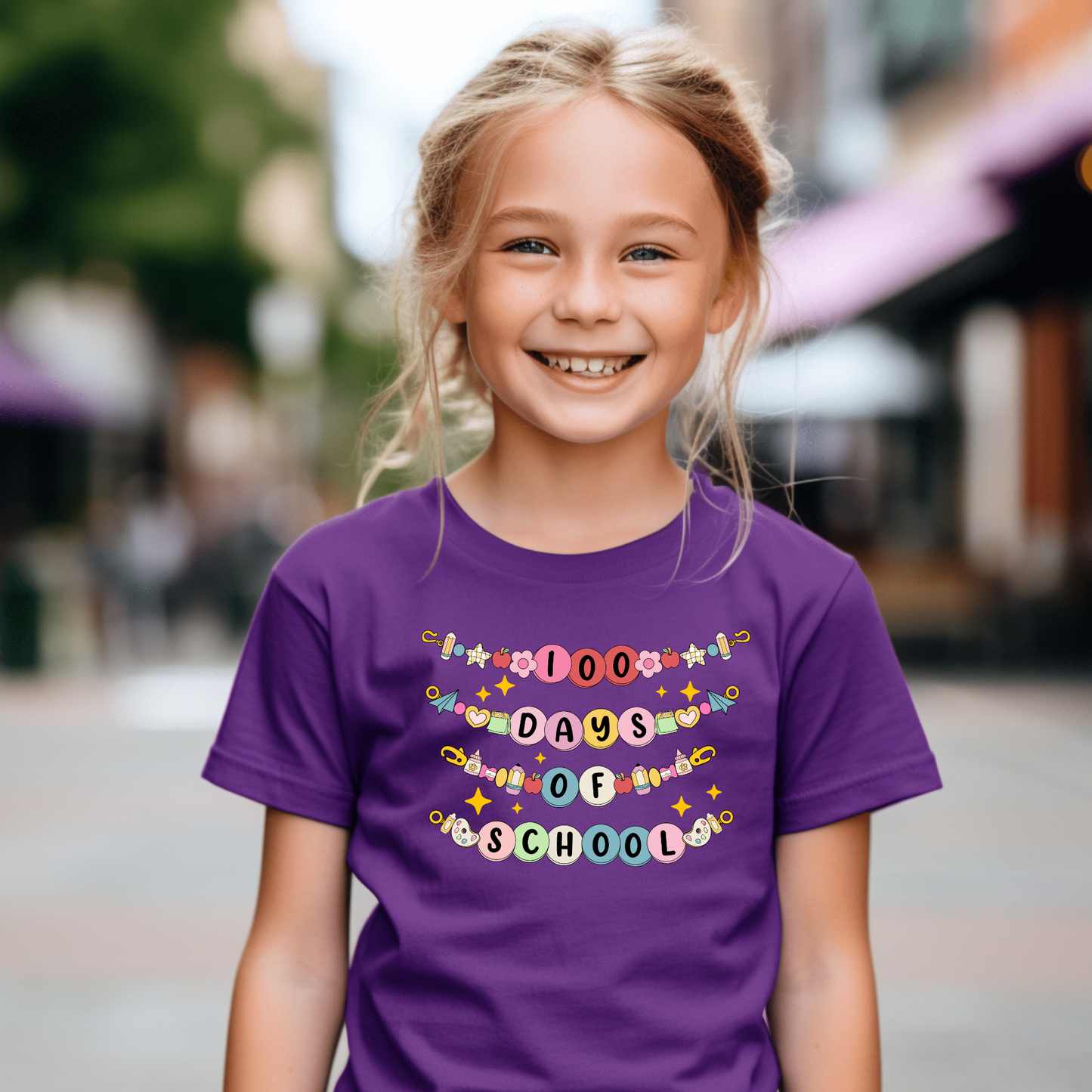 100 Days of School friendship bracelet youth shirt
