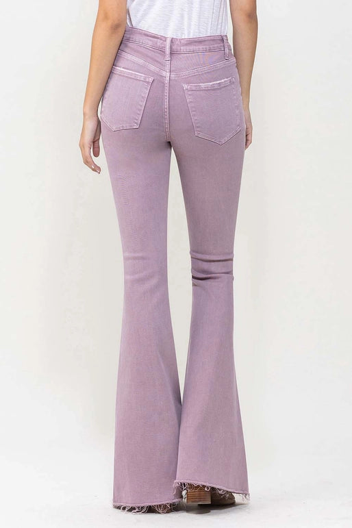 High Rise Raw Hem Super Flare Jeans | Lavender | Easter | Game Day