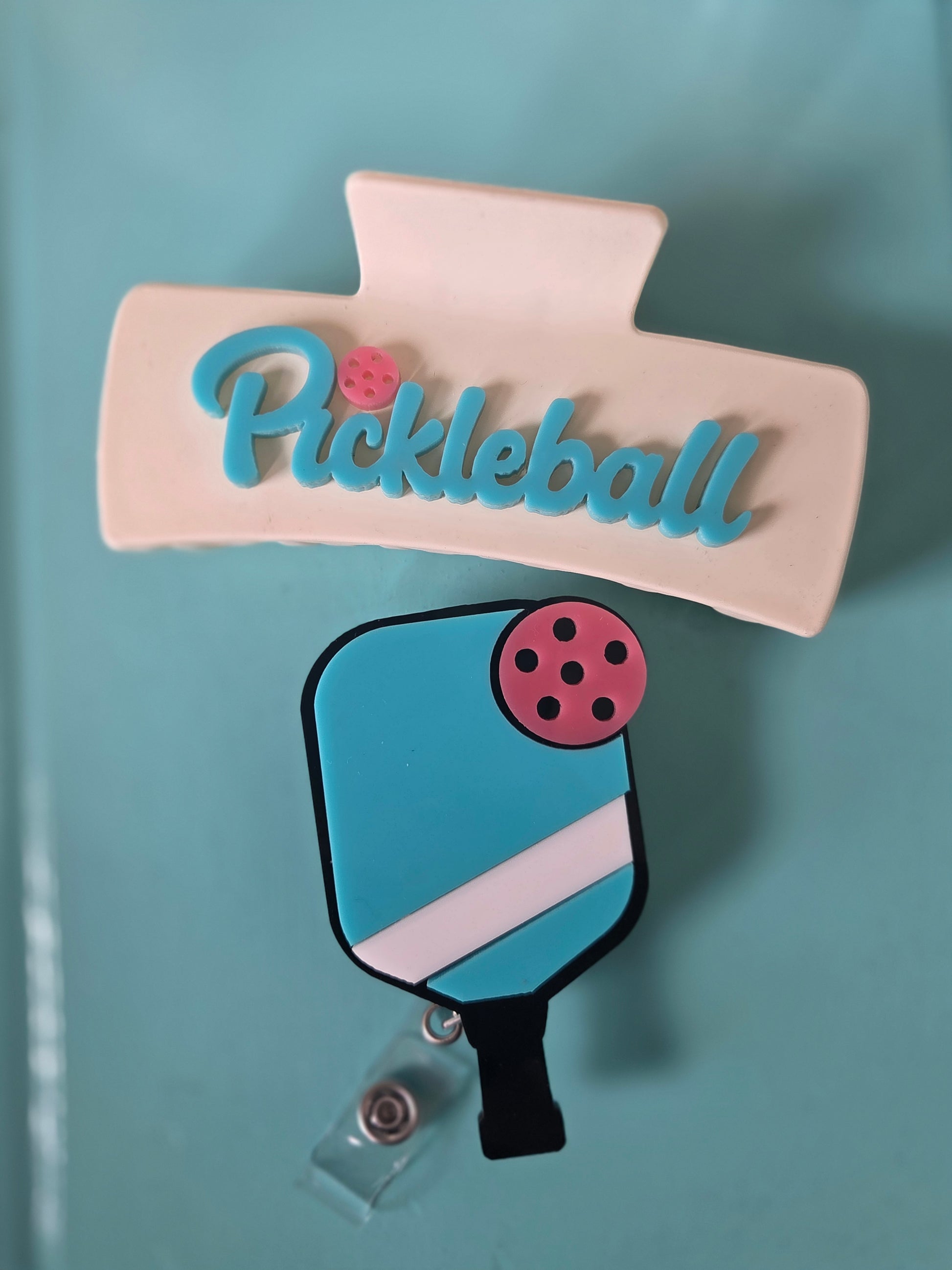 Retractable pickleball ID badge holder