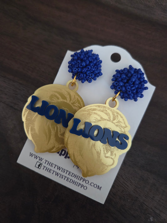 Courtney Christian Lions Acrylic Dangle Earrings