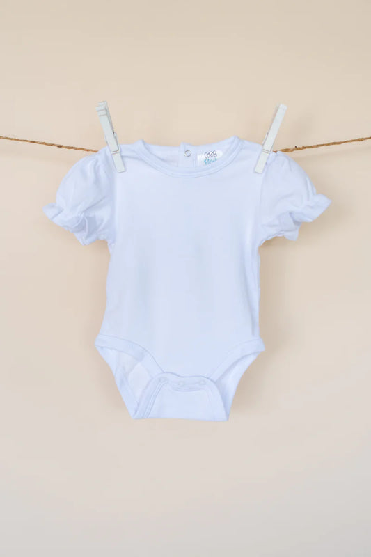 Ruffle Short Sleeve White Infant Bodysuits