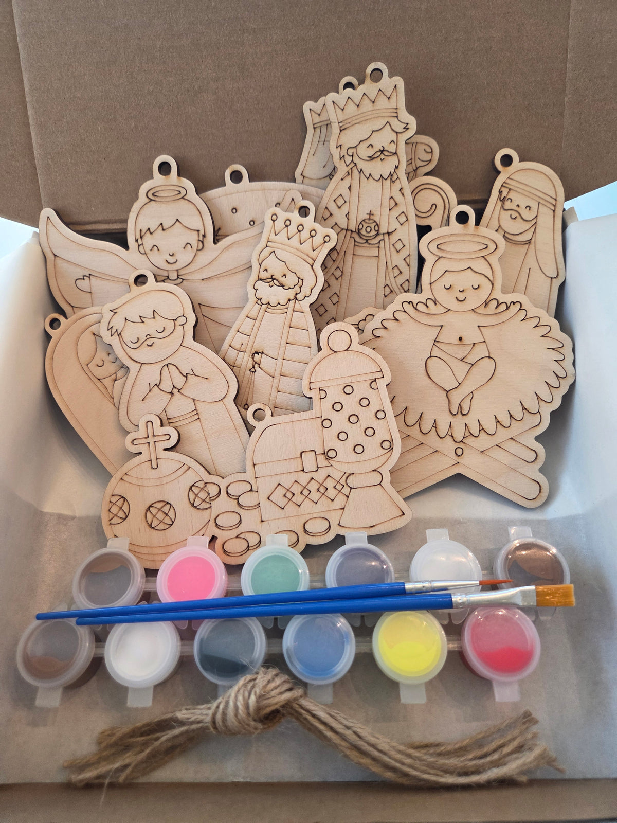 Paint-your-own wooden Nativity ornaments