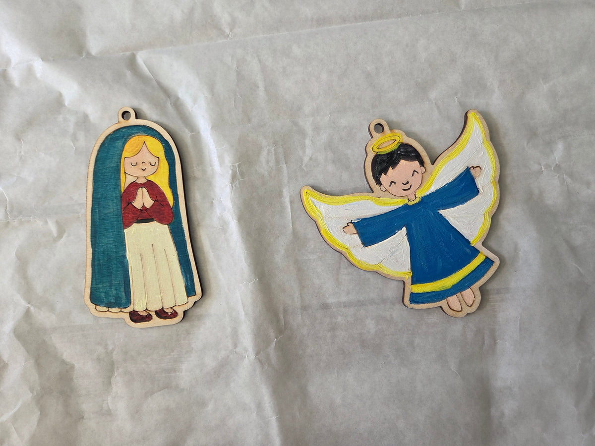 Paint-your-own wooden Nativity ornaments