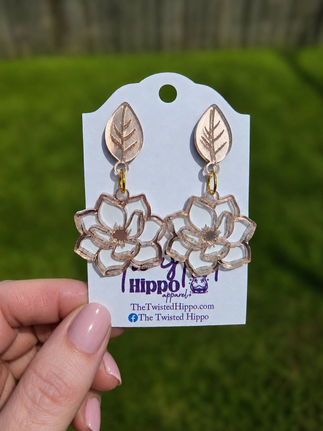 Magnolia Rose Mirror Acrylic Earrings