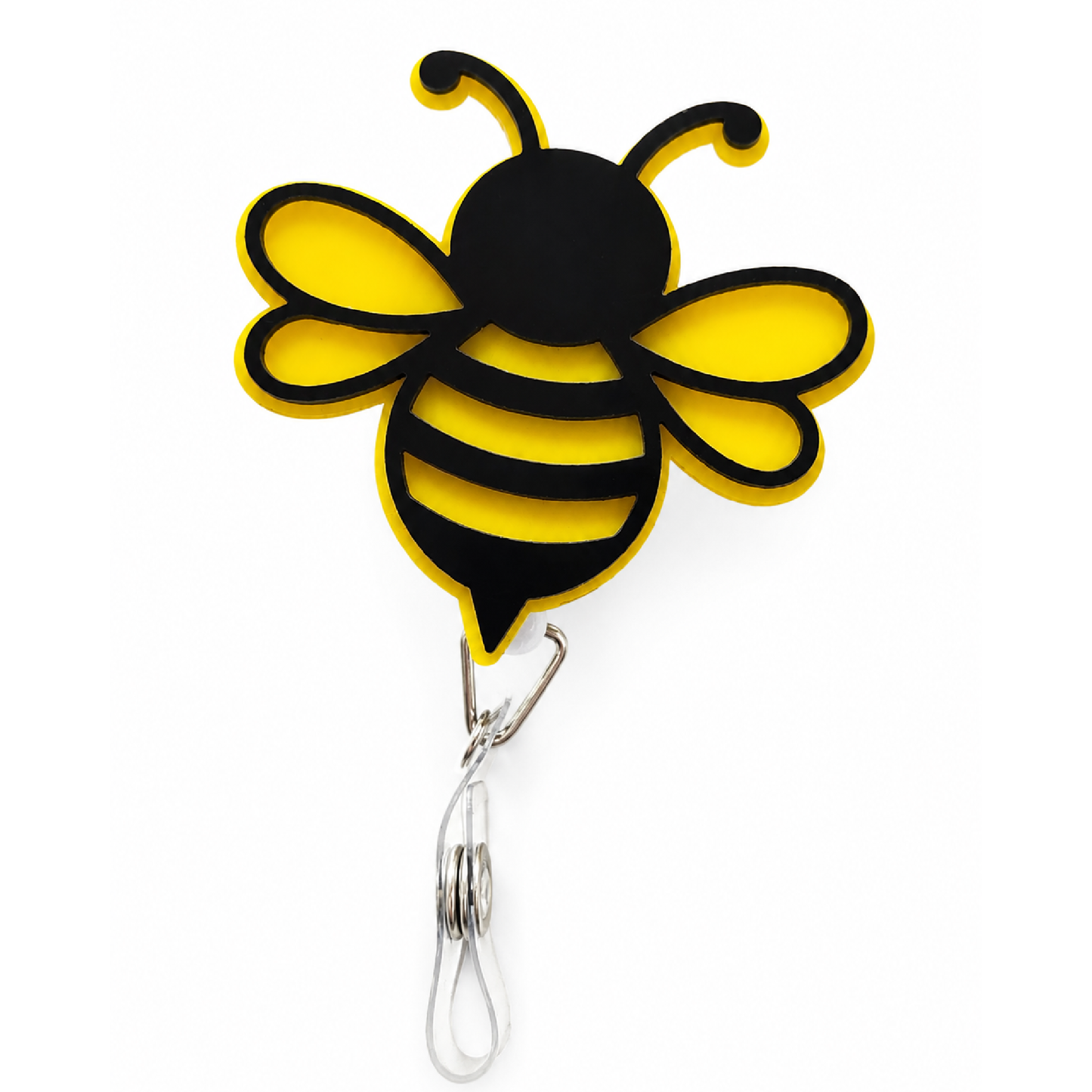 Bee Badge Reel Acrylic Retractable Belt Clip
