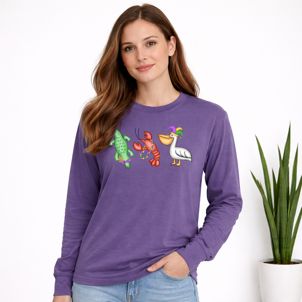 Mardi Gras NOLA icons long sleeve shirt on Comfort Colors