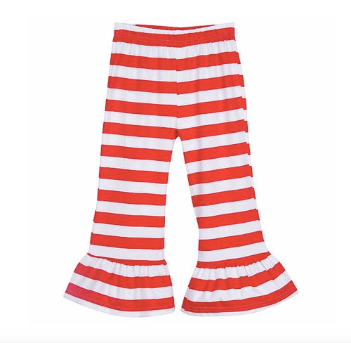 Blank Boutique Red & White Striped Pants with Ruffle Bottom