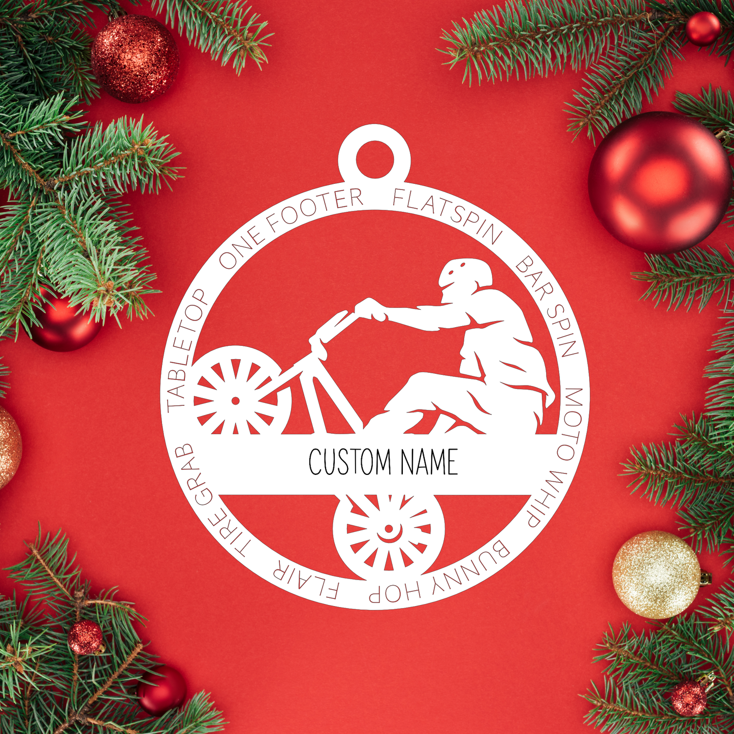 Custom Male BMX Biking | Christmas Ornaments