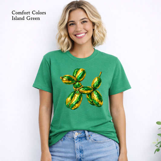 Green and gold balloon dog St. Patrick’s Day T-shirt design