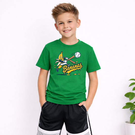 Swinging Banana Batter Baseball Youth Tee