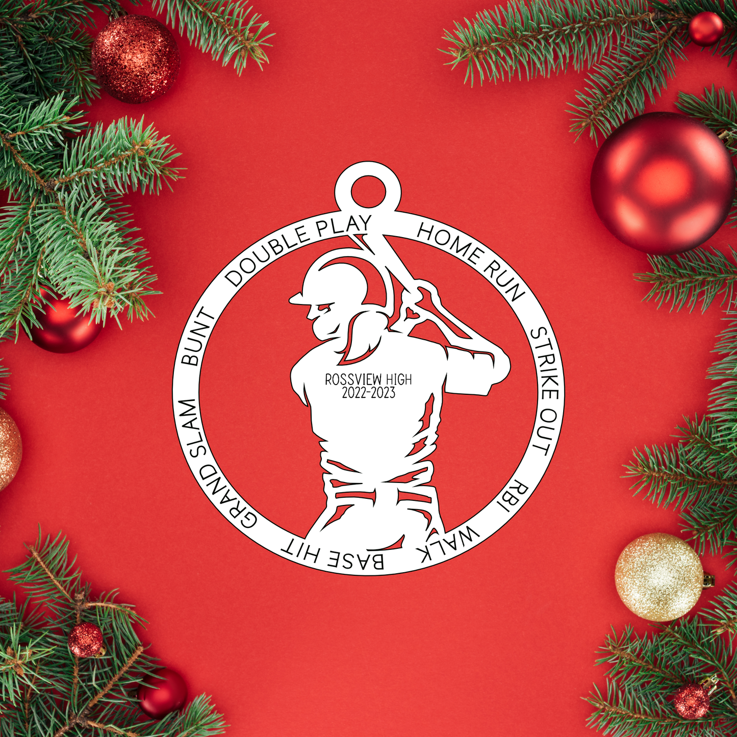 Female Baseball - Softball Ornament | Rossview School Christmas Ornaments