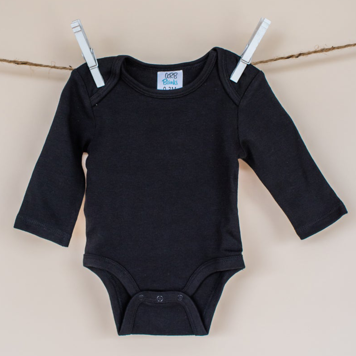 Black Long Sleeve Lap Shoulder Unisex Infant Bodysuit