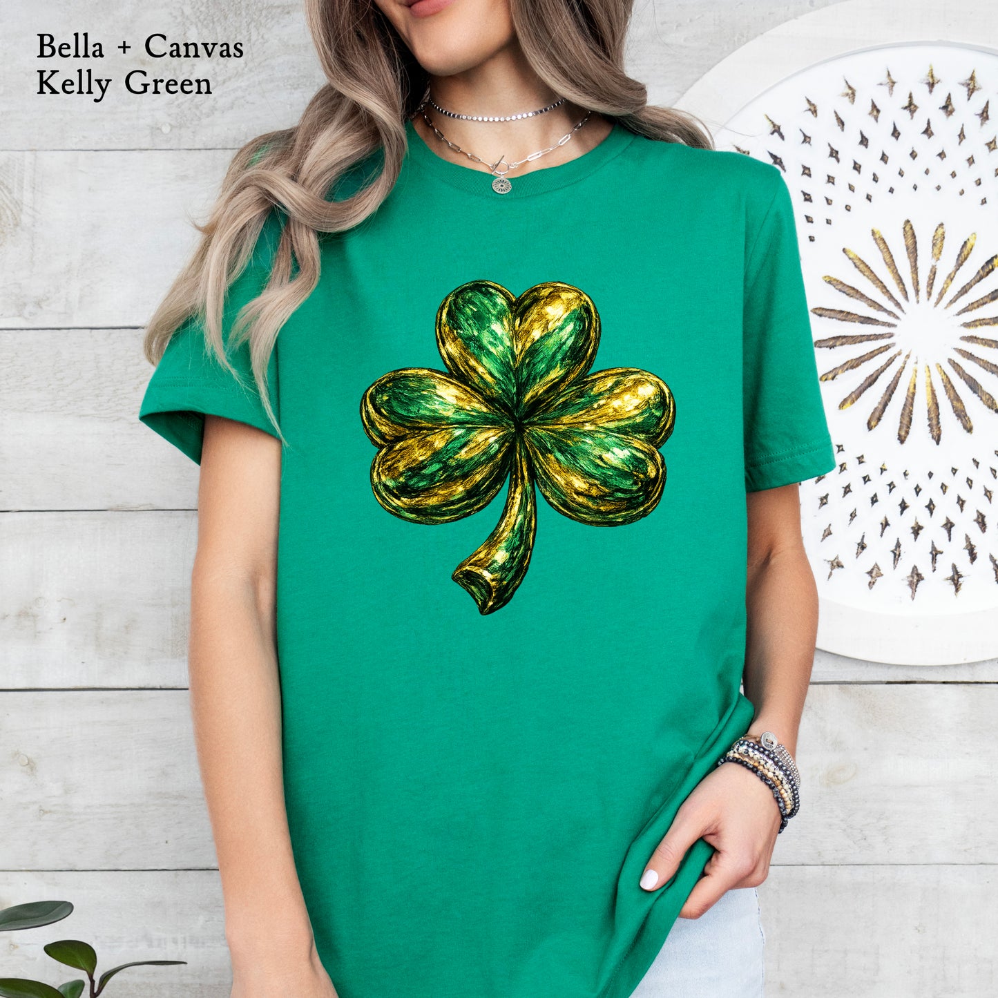 Festive shamrock graphic T-shirt