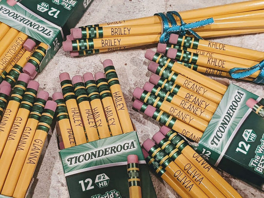 Custom engraved Ticonderoga pencils with names for back to school