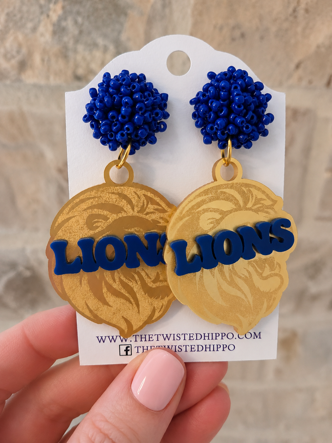 Courtney Christian Lions Acrylic Dangle Earrings