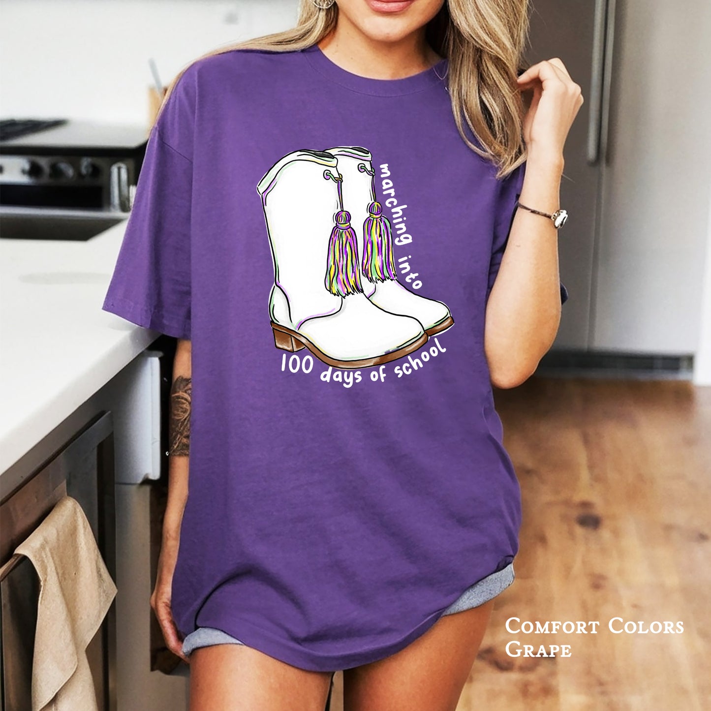 Marching Into 100 Days Shirt – Mardi Gras 100 Days of School Tee