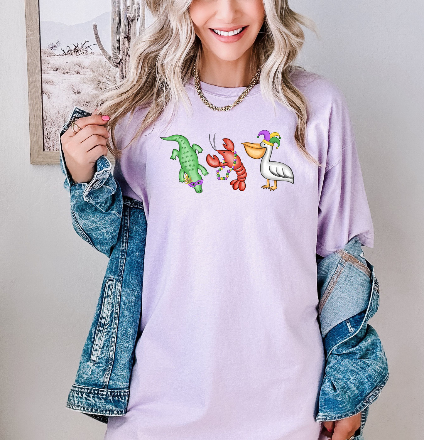 louisiana mardi gras animals watercolor graphic tee