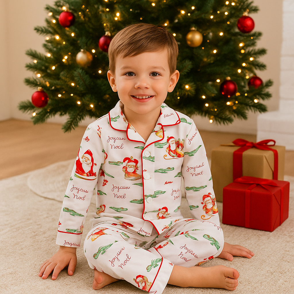 Cypress Row Children's Clothing Joyeux Noel Cajun Christmas 2 Piece Christmas Pajamas